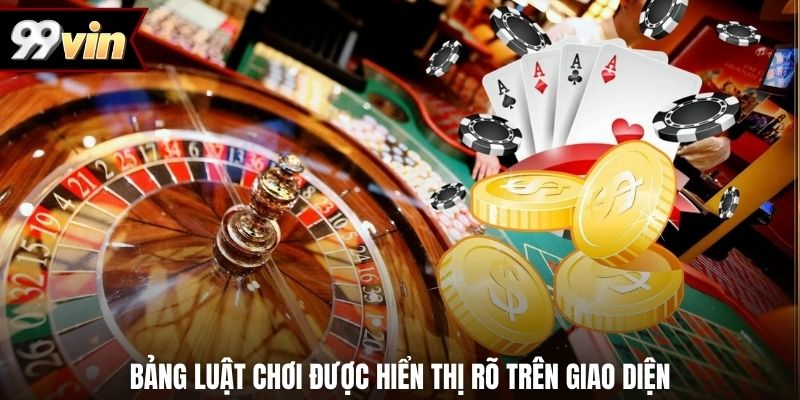 Bảng luật chơi được hiển thị rõ trên giao diện